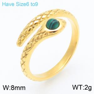 Women Gold-Plated Green Stone Snake Jewelry Set - KR111431-GC