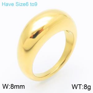 European and American fashion personality stainless steel creative smooth circular curved surface charm gold ring - KR111553-GC