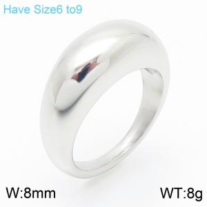 European and American fashion personality stainless steel creative smooth circular curved surface charm silver ring - KR111554-GC