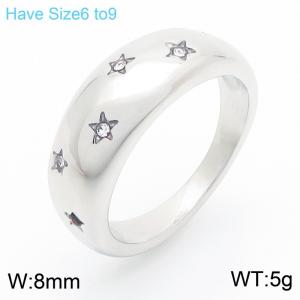 European and American fashion personality stainless steel geometric outer arc many star studded diamond charm silver ring - KR111577-GC