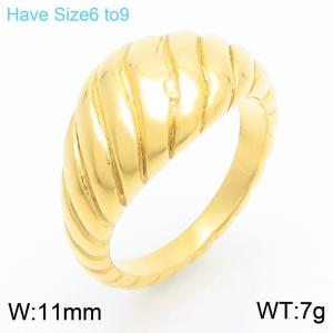 European and American fashion personality stainless steel creative geometric outer arc texture charm gold ring - KR111580-GC