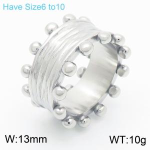 European and American fashion ins style stainless steel creative wrinkled geometric jewelry temperament silver ring - KR111586-GC