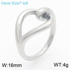 European and American fashion ins style stainless steel creative hollow heart shaped temperament silver ring - KR111587-MZOZ