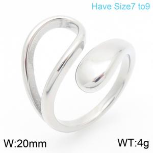 European and American fashion ins style stainless steel creative asymmetric hollow geometric opening temperament silver ring - KR111590-MZOZ