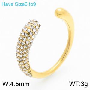 Fashion CZ Zircon Ring 18K Gold Plated Stainless Steel Finger Rings Gifts Party Fine Jewelry Open Ring - KR111736-GC