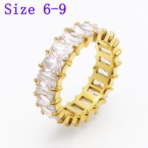 Stainless Steel Stone&Crystal Ring - KR111873-HR