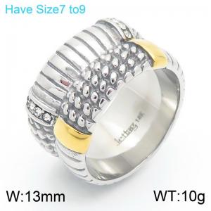 European and American retro personalized stainless steel creative two-layer irregular winding geometric domineering two-color ring - KR112014-KC