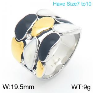 European and American retro personalized stainless steel creative multiple mixed color geometric temperament silver ring - KR112019-KC