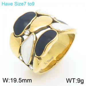 European and American retro personalized stainless steel creative multiple mixed color geometric temperament gold ring - KR112021-KC