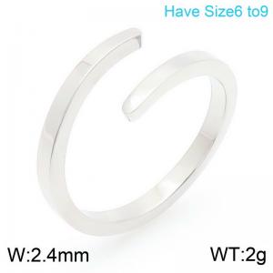 Simple Cuff Ring Women Stainless Steel 304 Silver Color - KR112040-GC