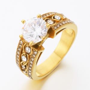 Stainless Steel Stone&Crystal Ring - KR112252-TOM