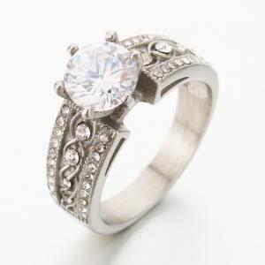 Stainless Steel Stone&Crystal Ring - KR112253-TOM