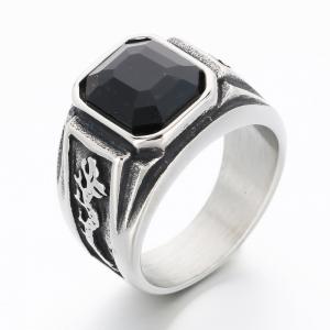 Stainless Steel Stone&Crystal Ring - KR112267-TGX