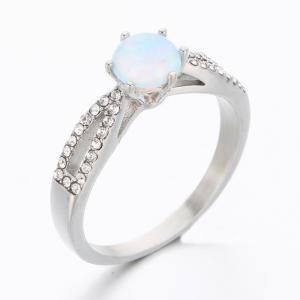 Stainless Steel Stone&Crystal Ring - KR112538-TSC