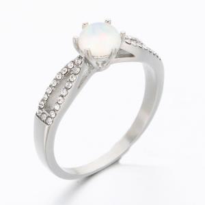 Stainless Steel Stone&Crystal Ring - KR112539-TSC