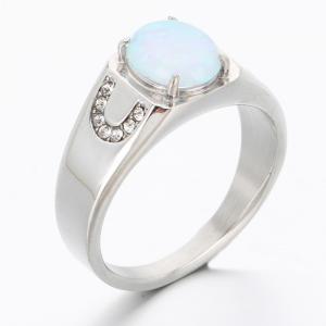 Stainless Steel Stone&Crystal Ring - KR112541-TSC