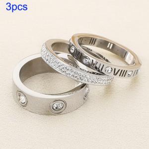 Stainless steel diamond studded Roman letter ring - KR112551-GC