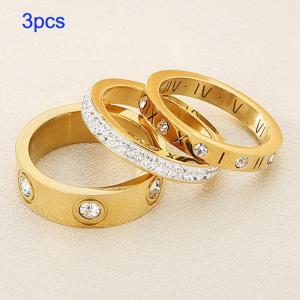 Stainless steel diamond studded Roman letter ring - KR112552-GC