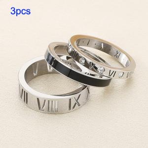 Stainless steel diamond studded Roman letter ring - KR112553-GC