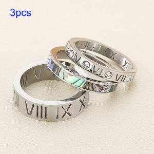 Stainless steel diamond studded Roman letter ring - KR112554-GC