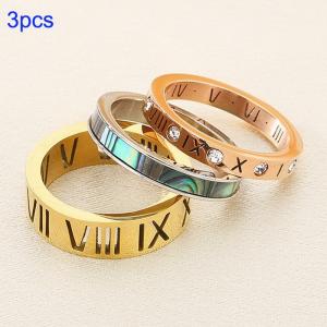 Stainless steel diamond studded Roman letter ring - KR112556-GC