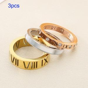 Stainless steel diamond studded Roman letter ring - KR112558-GC