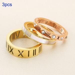 Stainless steel diamond studded Roman letter ring - KR112559-GC