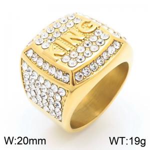 Full Zirconia King Ring For Men Punk Gold Color Stainless Steel Jewelry - KR112561-MZOZ