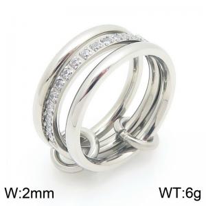Stainless Steel&Rhinestones Cluster Jewelry Ring - KR113336-Z
