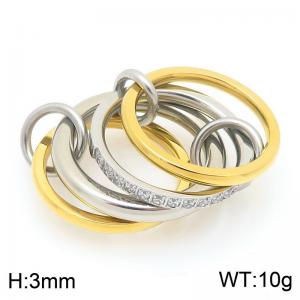 Gold&Silver Stainless Steel&Rhinestones Cluster Jewelry Ring - KR113337-Z