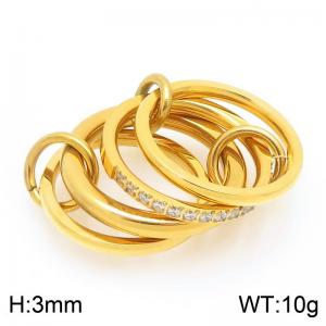 Gold-Plated Stainless Steel&Rhinestones Cluster Jewelry Ring - KR113338-Z
