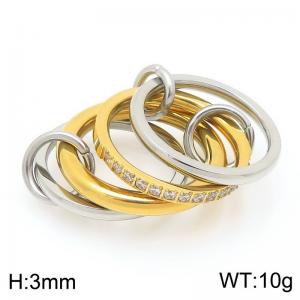 Gold&Silver Stainless Steel&Rhinestones Cluster Jewelry Ring - KR113340-Z