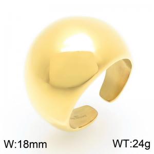 European and American exaggerated personality stainless steel creative geometric large light surface opening temperament gold ring - KR113342-KJX