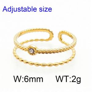 Stainless Steel Stone&Crystal Ring - KR113554-GC