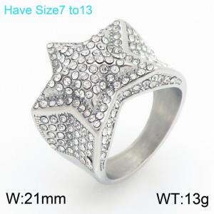Stainless Steel Stone&Crystal Ring - KR114477-MZOZ