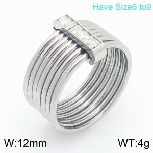 Stainless Steel Stone&Crystal Ring - KR114716-GC