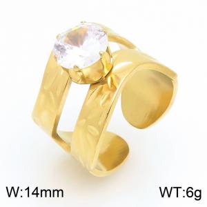 Stainless Steel Stone&Crystal Ring - KR115949-SP