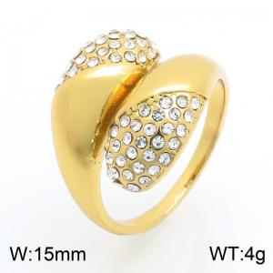 Stainless Steel Stone&Crystal Ring - KR115959-SP