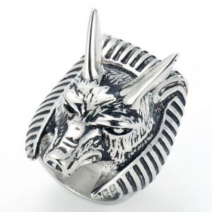 Hip hop rock style exaggerated wolf head ring - KR19209-D