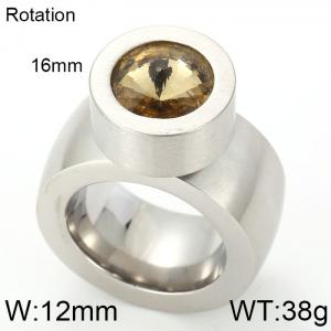 Stainless Steel Stone&Crystal Ring - KR19896-D
