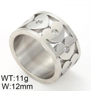 Stainless Steel Stone&Crystal Ring - KR20943-D
