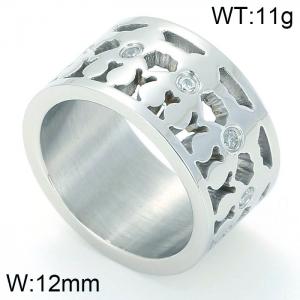 Stainless Steel Stone&Crystal Ring - KR20944-D