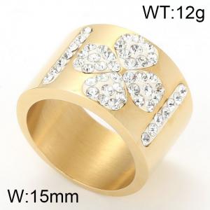 Stainless Steel Stone&Crystal Ring - KR23625-D