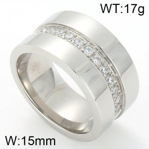 Stainless Steel Stone&Crystal Ring - KR23651-D