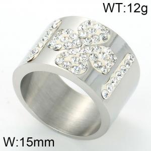Stainless Steel Stone&Crystal Ring - KR23870-D