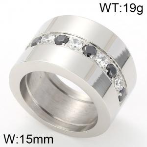 Stainless Steel Stone&Crystal Ring - KR23883-D