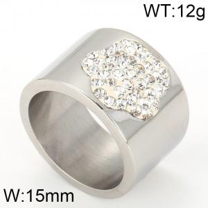 Stainless Steel Stone&Crystal Ring - KR23996-K