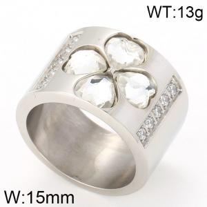 Stainless Steel Stone&Crystal Ring - KR24081-K