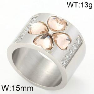 Stainless Steel Stone&Crystal Ring - KR24083-K