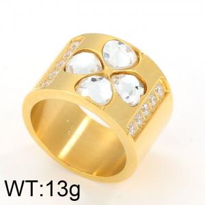 Stainless Steel Stone&Crystal Ring - KR24085-K